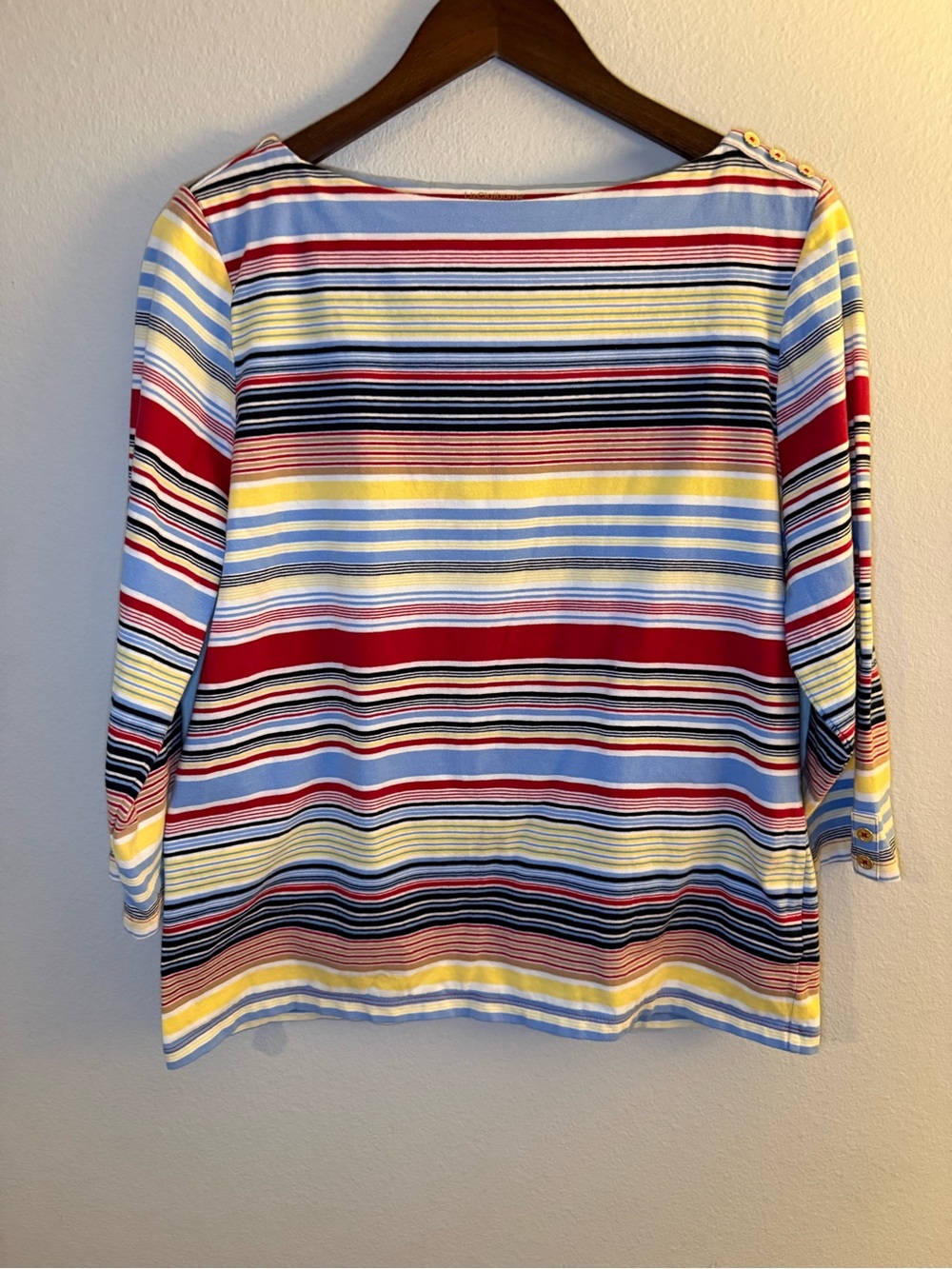 Liz Claiborne Multi-Color Striped Boatneck Long Sleeve Top - Picture 2 of 7